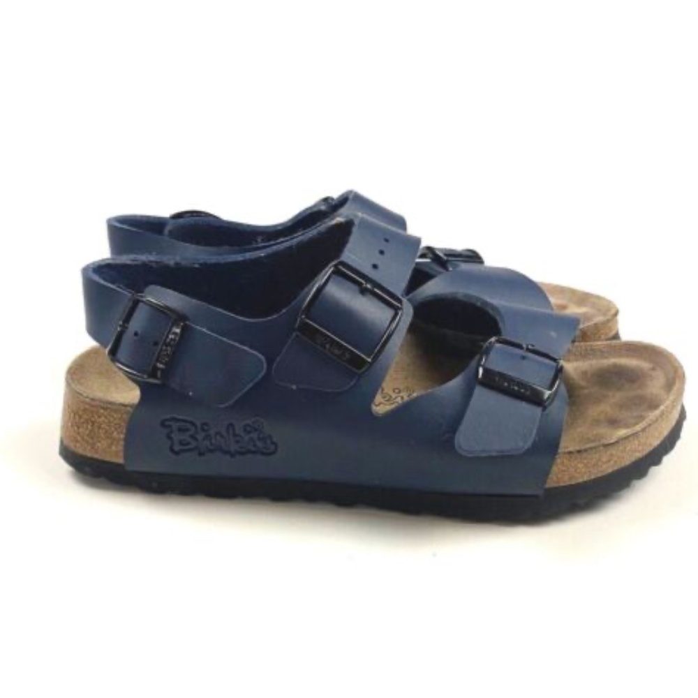 Birkies Birkenstock Strap Buckle Blue Leather Womens 36 Sandals Size 5